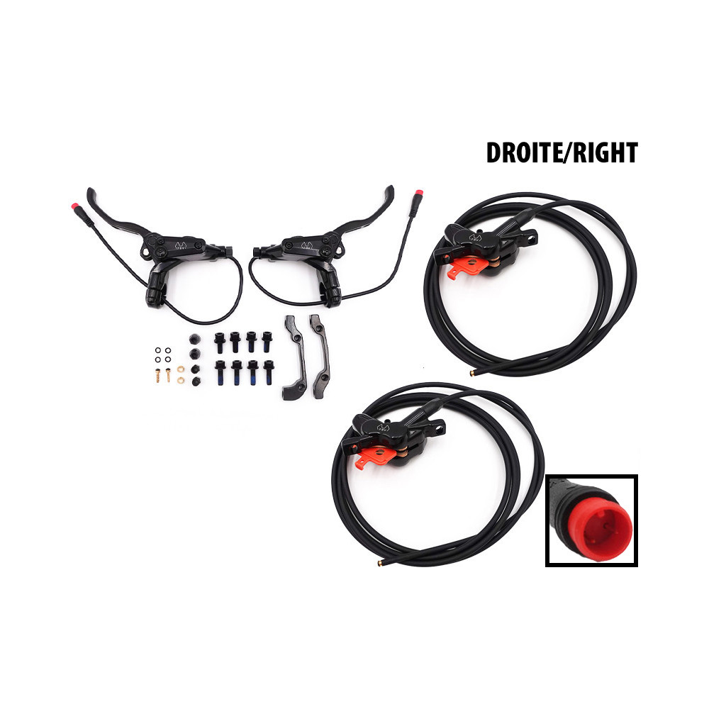 Hydraulic Brake Kit 4 Pistons Waterproof Connector (Front Right + Rear Right)