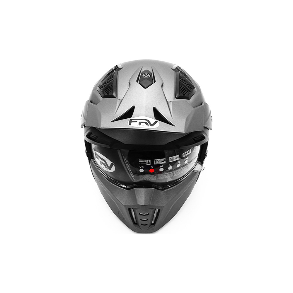 Matte metallic gray FRV street helmet (size S to XL)